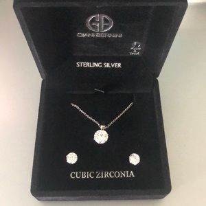 Solitaire Diamond Set Earrings & Necklace